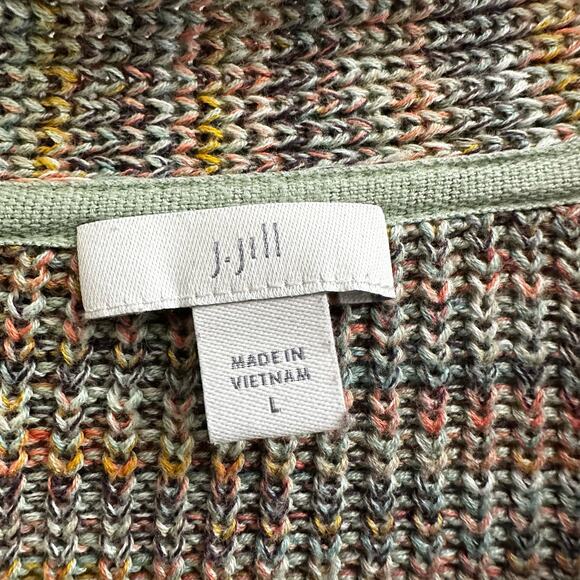 J Jill Marled Knit V Neck Sweater Rainbow Multicolor Women's Large Pullover - Picture 5 of 9